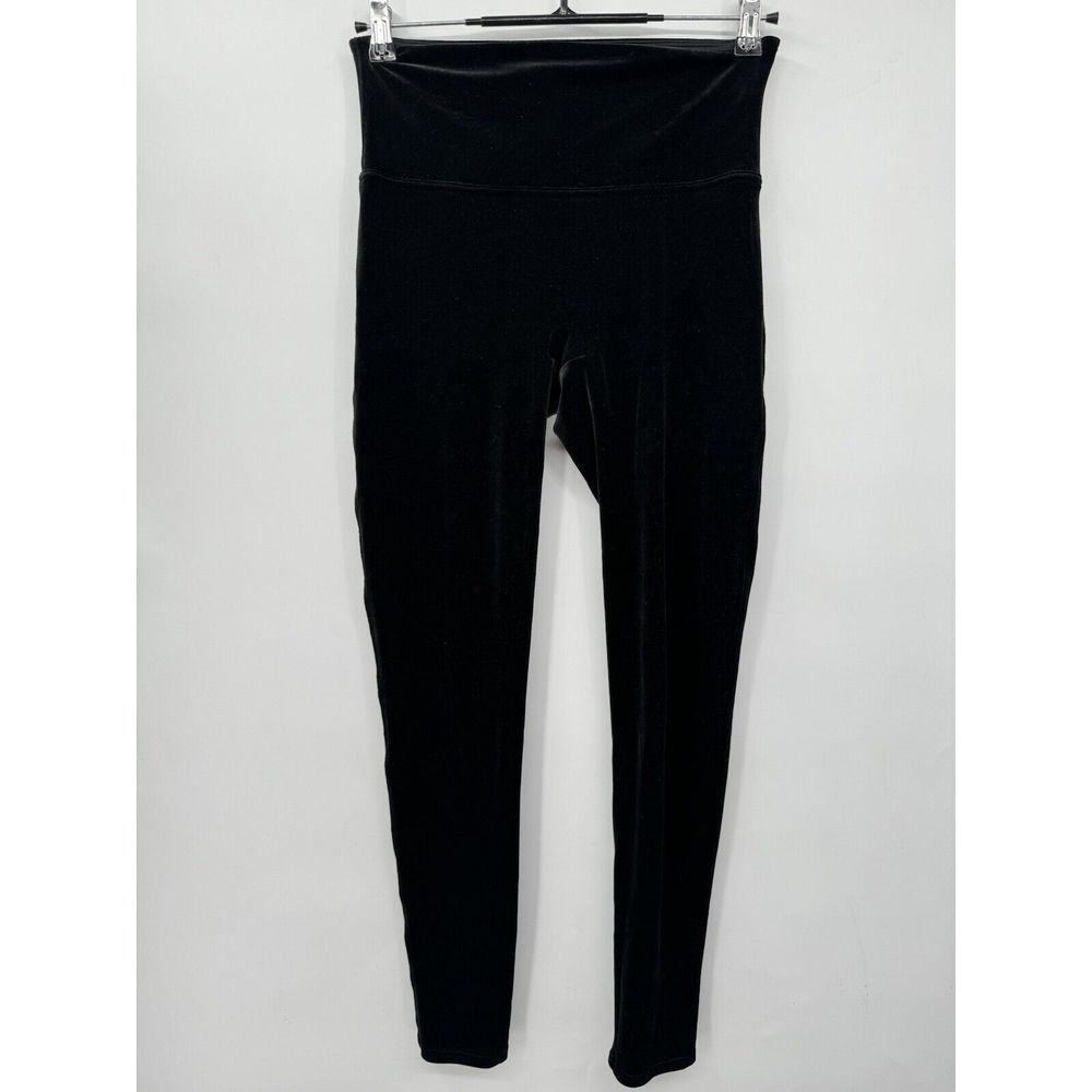 Spanx Large Velvet Leggings Womens Black High Waisted‎ Slim Pull On Pants